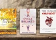 A flat-lay photograph featuring three influential self-help and spiritual growth books arranged side-by-side on a rustic wooden table against a textured stone wall background. The books displayed are 'Reclaim Your Heart' by Yasmin Mogahed, which explores breaking free from life’s shackles; 'Cycle Breaker' by Maryam Munir, a guide for healing from trauma and mindful parenting; and 'The Muslim Narcissist' by Mona Alyedreessy, an Islamic guide to understanding and healing from narcissistic abuse. The image serves as a thematic collection for readers interested in personal development, emotional healing, and faith-based self-improvement.